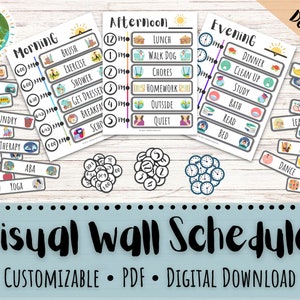 Customizable Visual Wall Schedule - Routine, Homeschool, Autism, Speech Delay, Special Needs, Visual Support, Tasks, Daily Planning