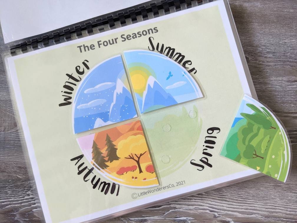Four Seasons Printable Activity Busy Book Page Early Etsy