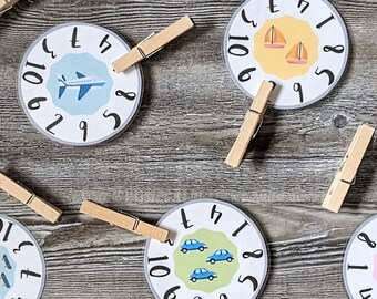 Transportation Themed Counting Clip Cards - Preschool, Homeschool, Number Recognition, Learning Activity, Early Math Printable