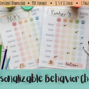 Personalizable Behavior Reward Chart Printable - Homeschool, Preschool, Classroom, Teacher Resources, Teaching Tools, Parenting, Discipline