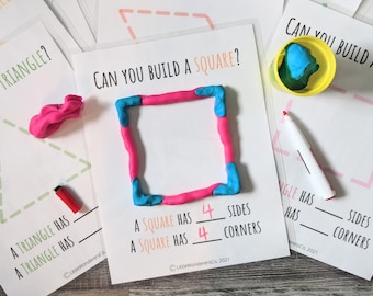 Shape Building Playdoh Sensory Activity - Preschool Activities, Homeschool Geometry, Math Skills, Fine Motor Skills, Busy Quiet Time