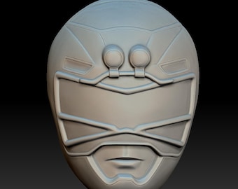 May include: A white plastic model of a helmet with a visor and two small round details on the top. The helmet has a detailed design with lines and curves.