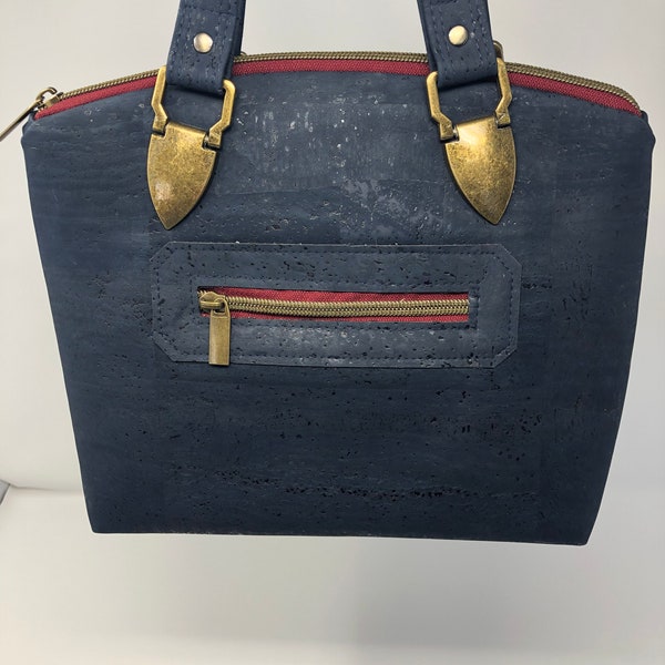 Domed Purse - Handbag - Navy Cork Handbag