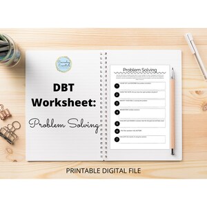 Problem Solving | DBT Skill | DBT Worksheet | Mental Health | Therapy Worksheet | Instant Download