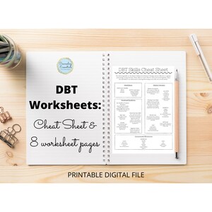 DBT Cheat Sheet & Worksheet Packet | DBT Skills | DBT Worksheets | Mental Health | Therapy Worksheet | Instant Download