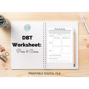 PROS & CONS Skill | Distress Tolerance | DBT Worksheet | Mental Health | Therapy Worksheet | Instant Download