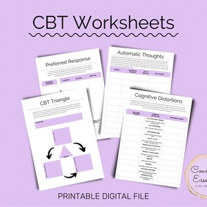 CBT Worksheet Packet | Mental Health | Therapy Worksheet | Self Help | Instant Download