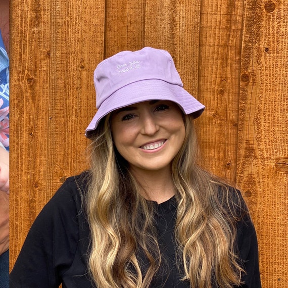 Love You. Mean It Bucket Hats | Cute Bucket Hat | Beach Fashion | Sun Cap | Summer Hat | Behavior Bitches | Lavender Hat | Embroidered Hat