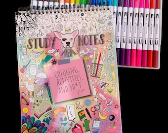 The Coloring Activities and Sh*t Book Plus Dual Tip Marker Bundle | aba | bcba Exam | Applied Behavior Analysis | RBT | SNABA|PEN
