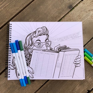 Op de afbeelding: Een zwart-witte illustratie van een vrouw die een boek leest. De afbeelding is in een stripboek stijl. De vrouw draagt een bril en heeft haar mond open van verbazing. Het boek is open en de pagina's zijn zichtbaar. De afbeelding is op een witte achtergrond. De tekst "Read Cooper" staat in een rode box op het boek. De tekst "Chapter Read It, Due Notes, Mastered" staat in een zwarte box op het boek. De tekst "Chapter Read It, Due Notes, Mastered" staat in een zwarte box op het boek. De tekst "Color the spaces to keep track of the Cooper chapters you've read, took notes on, and met your own mastery criteria for #Self-Monitoring #Self-Management" staat in een zwarte box op het boek.