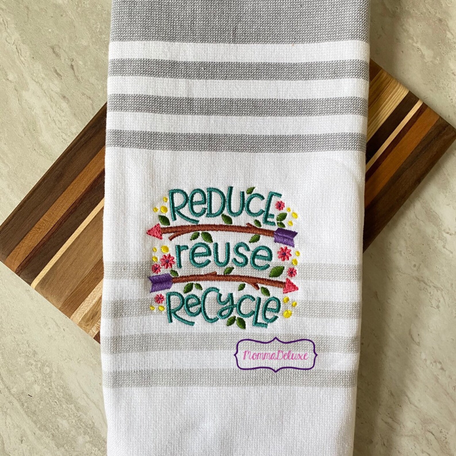 Reduce Reuse Recycle Kitchen Towel Hand Towel Earth Etsy
