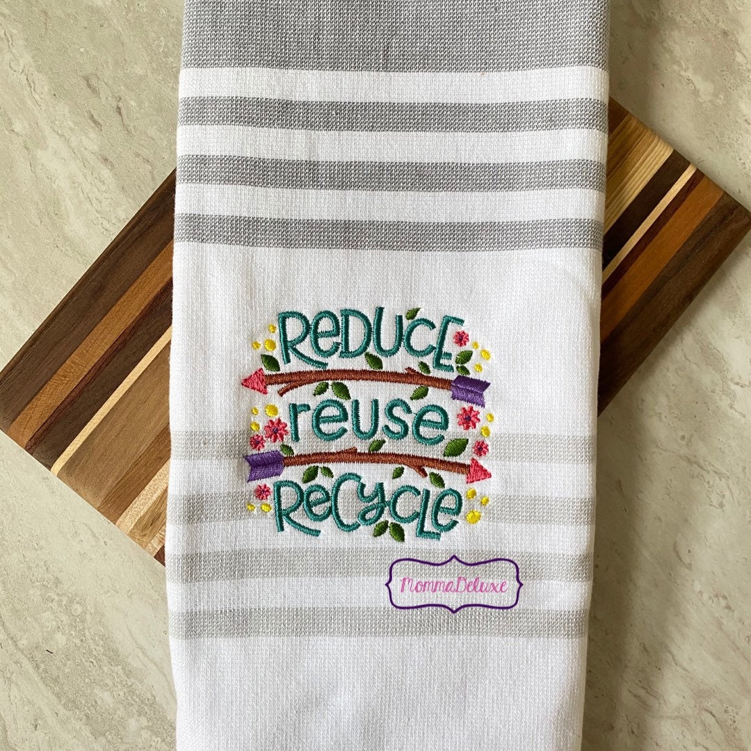 Reduce Reuse Recycle Kitchen Towel Hand Towel Earth Etsy