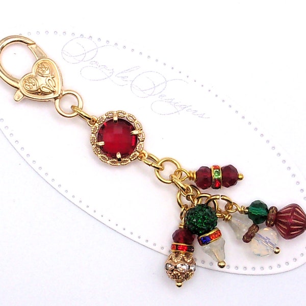 Christmas Bead Purse Charm - Handbag jewelry - Purse Dangle - Backpack - Christmas Color - Elegant