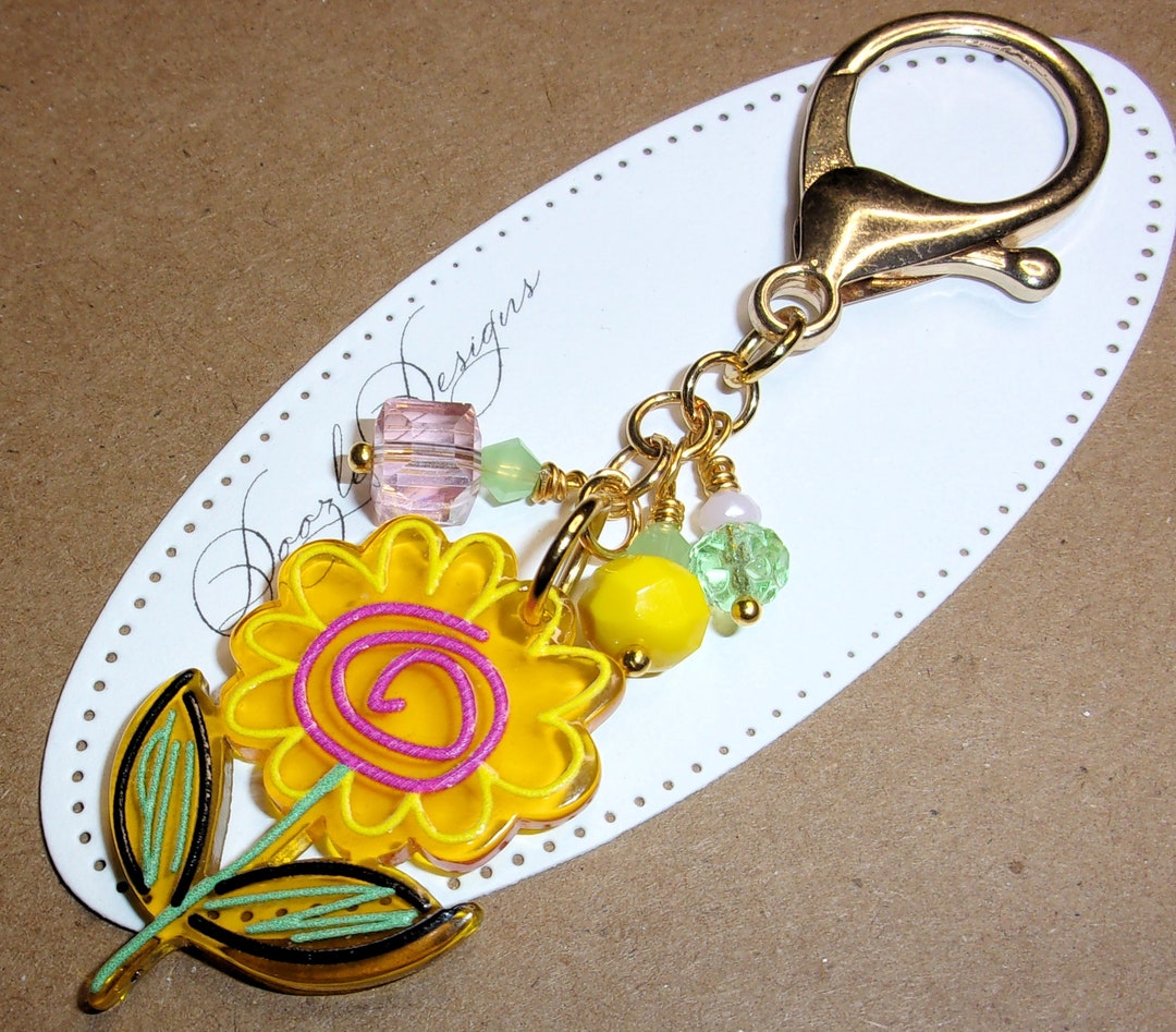 Yellow Acrylic Flower Purse Charm Keychain Purse Dangle - Etsy