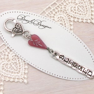 Blessed Heart Purse Charm - Crystal Bag jewelry - Purse Dangle - Backpack - Zipper Pull - First Communion - Baptism gift