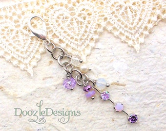 Dainty Purple Ombre CZ crystal zipper pull - Planner jewelry - Purse Dangle - TN Travelers Notebook - Gift under 10 - Makeup Bag