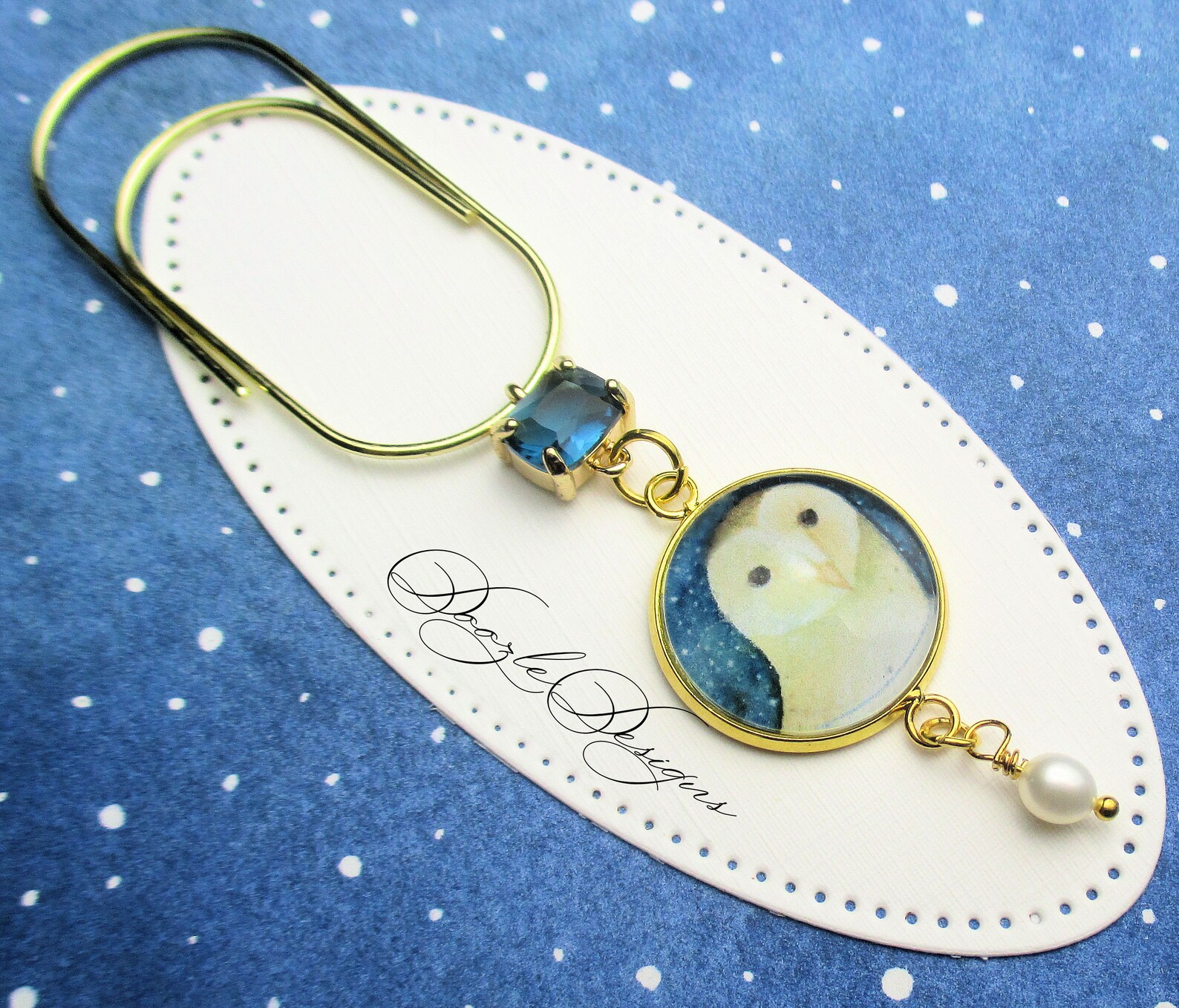 Winter Snow Owl Pearl Christmas Journal marker Bookmark Etsy