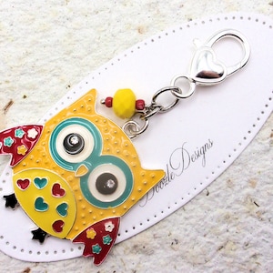 Colorful Owl Purse charm - Rhinestone Handbag jewelry - Purse Dangle - Backpack - Zipper Pull - Handmade gift - Mother&#39;s Day - Key ring