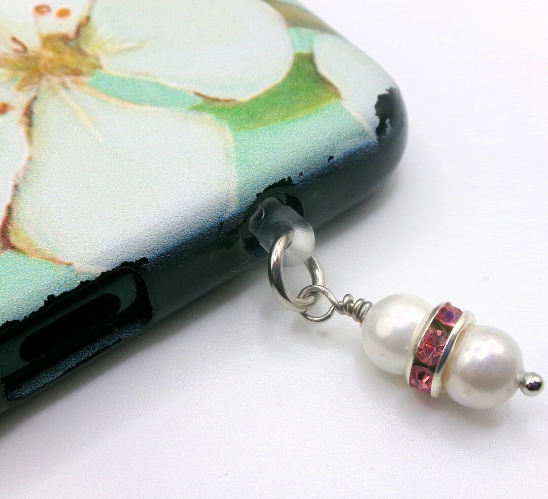 Shells Phone Charm Shell Pearl Phone Charm - Dust Cover USB Port - Mobile Earphone Jack ...