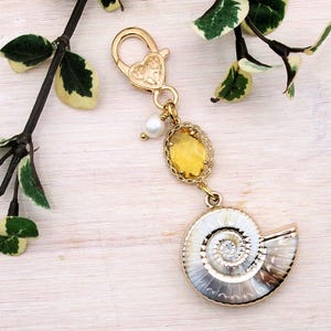 Faux Nautilus Shell Purse Charm - Choice of Colors - Keychain - Purse Dangle - Backpack - Makeup Bag - Fun - Summer Beach Collection