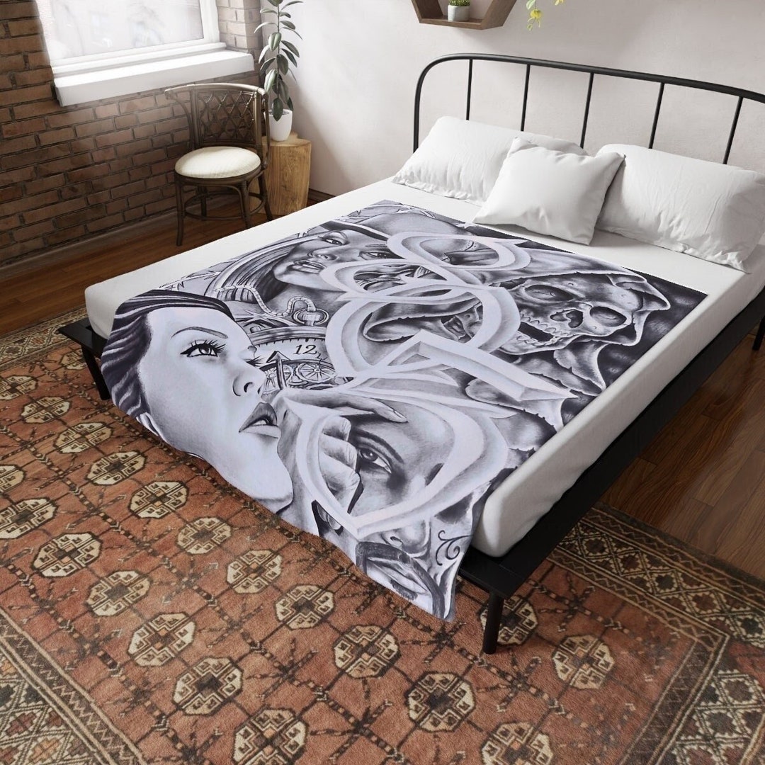 Throw Blanket, 805 Prison Art, Chicano Blanket, Chicana Art, Cozy Blanket, Bed Throw, Soft