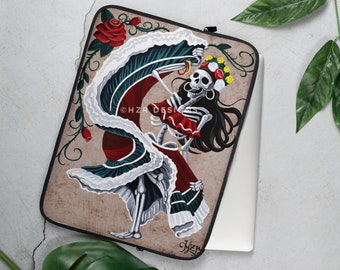 Etui na laptopa z okazji Dnia Zmarłych | Tancerka folklorystyczna, Calavera Art