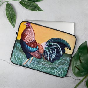 Mexican Rooster Laptop Sleeve – Colorful Gallito Art Laptop Case, Protective Padded Cover for MacBook, Laptop Accessory, Unique Gift