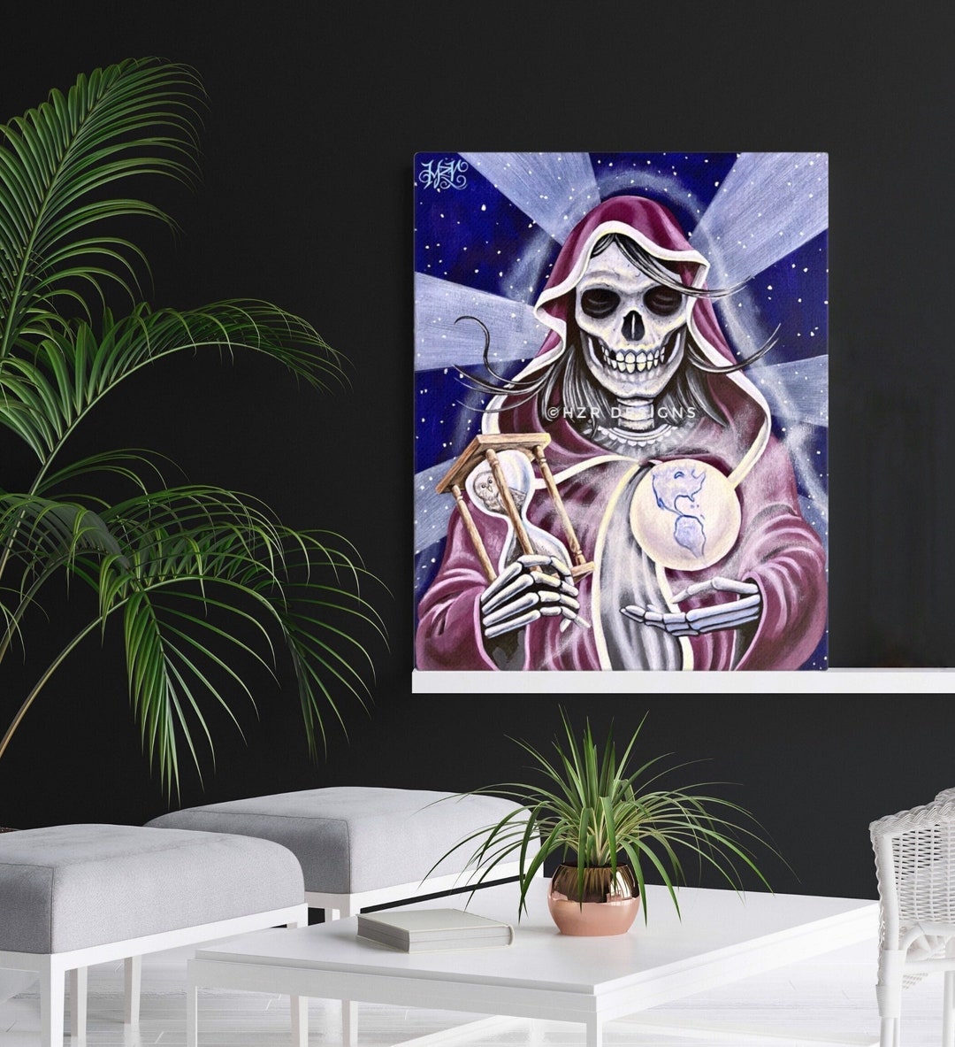 Canvas Print Santa Muerte Painting, Santa Muerte Art, Santisima Muerte