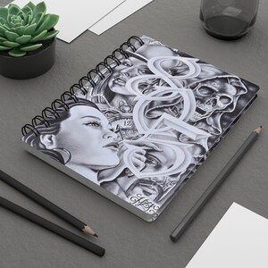 805 Chicano Spiral Notebook – Tattoo Style Sketchbook, Lowrider Art Journal, Urban Street Art Design