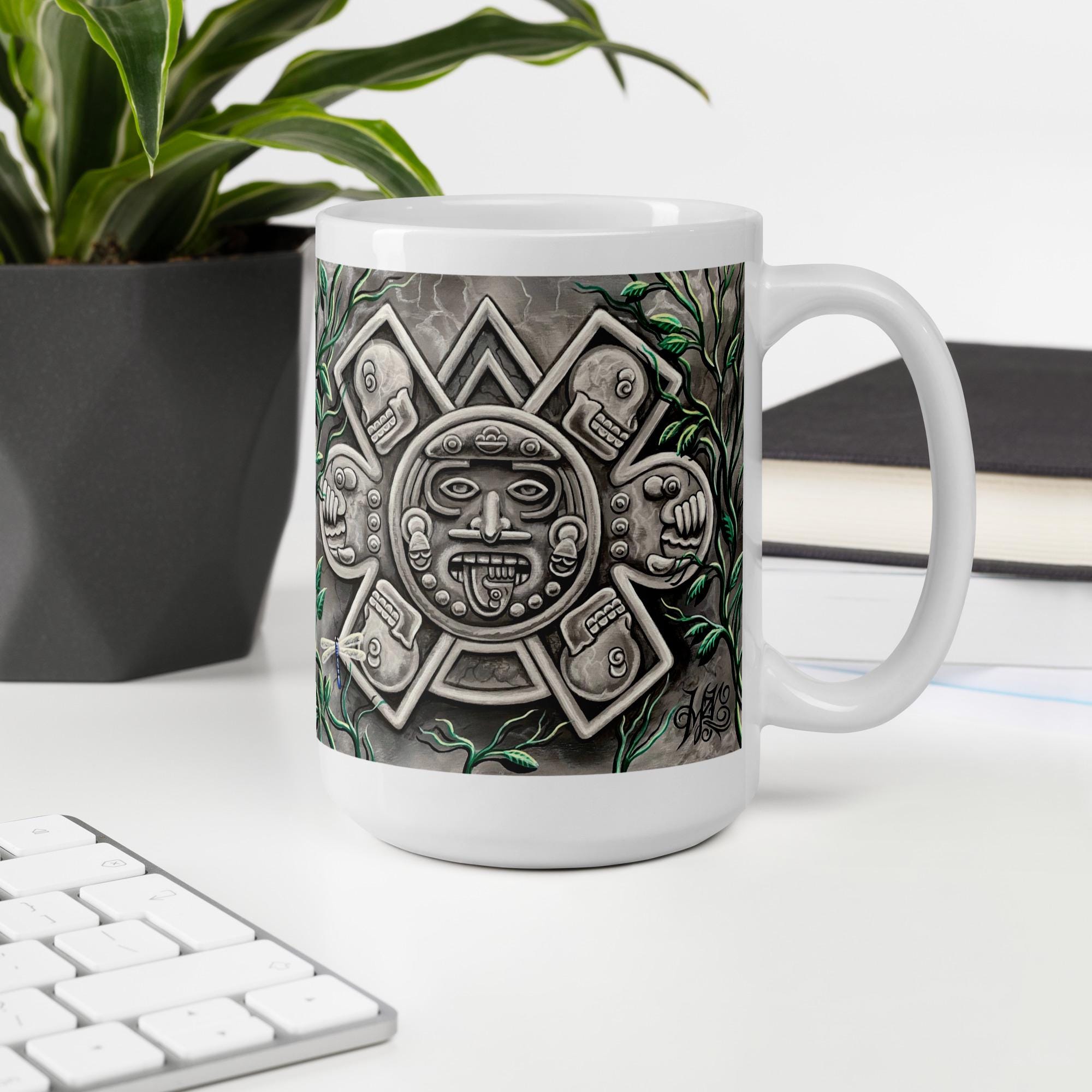 Aztec Calendar Stone Mug – Mayan Art, Tribal Mythology Coffee Cup - Etsy