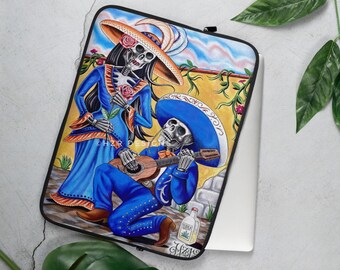 Etui na laptopa z parą szkieletów z Dnia Zmarłych – Mariachi & Catrina Art