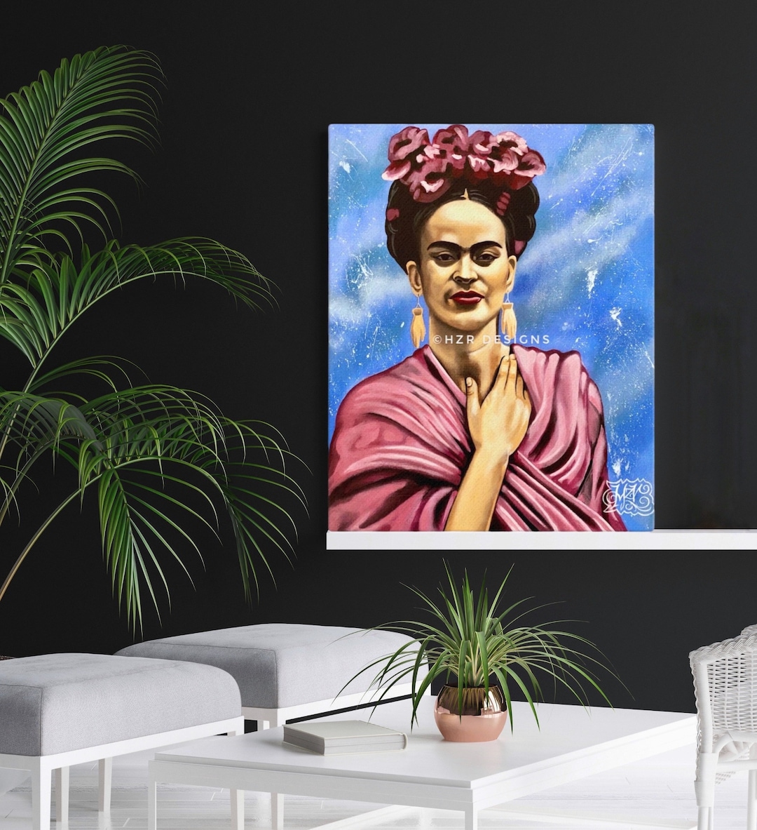 ArtboxONE Poster 'Kahlo Vase Blau' – 30x20 Cm, Abstraktes Frida Kahlo Design, Kunstdruck