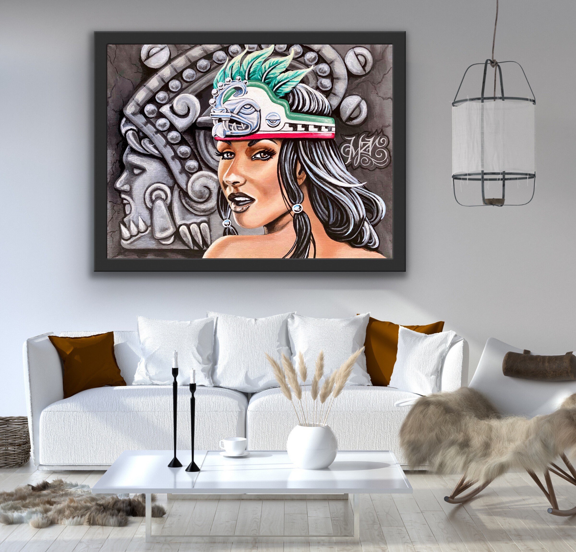 Aztec Drawing Canvas Wall Art Print Home Decor Mexico Aztec Drawing Canvas Wall Art Print Home Decor Mexico