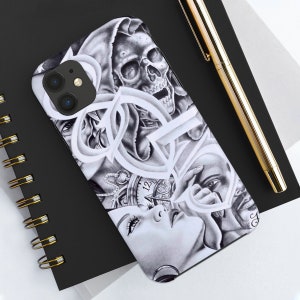 805 Chicano iPhone Tough Case – Dual-Layer Protective Cover with Skull, Chicana Art, Impact-Resistant & Wireless Charging Compatible