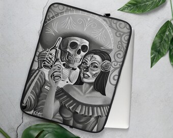Pokrowiec na laptopa Día de los Muertos – para cukrowej czaszki Chicano Art