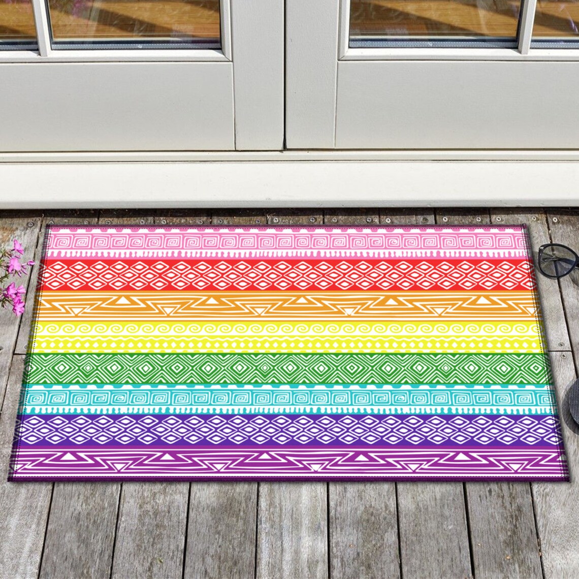 LGBT Pride Doormat LGBT Rainbow Flag Doormat Progress Pride Etsy