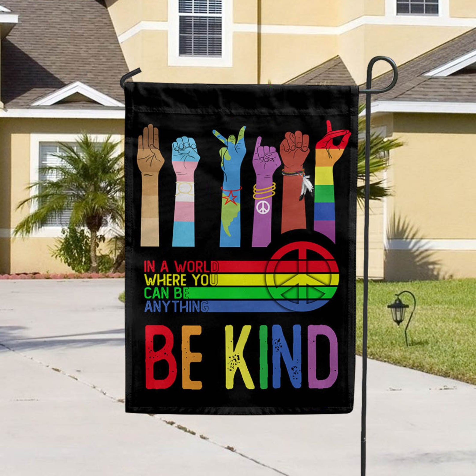 Be Kind Flag In A World Where You Can Be Anything Flag LGBT Etsy