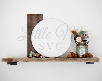 Fall Wood Sign Mockup: 18" Round Styled Photo (Digital Download)
