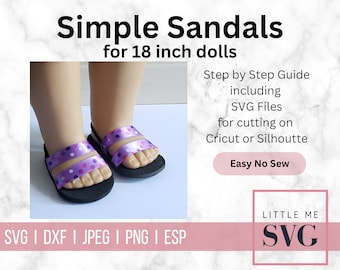 Sandalias Patrón de zapato de muñeca de 18 pulgadas, descarga instantánea que incluye SVG y PDF, sin patrón de costura perfecto para principiantes