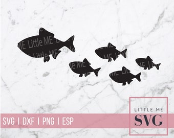 School of fish svg, fishing svg for kid, cut file for crafts, scrapbooking, shirt, stencil, fish silhouette