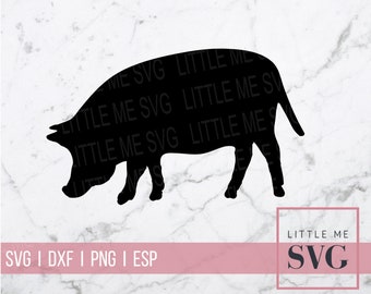Cerdo svg, silueta de animal de granja svg, archivo cortado para manualidades, scrapbooking, tablones de anuncios para niños