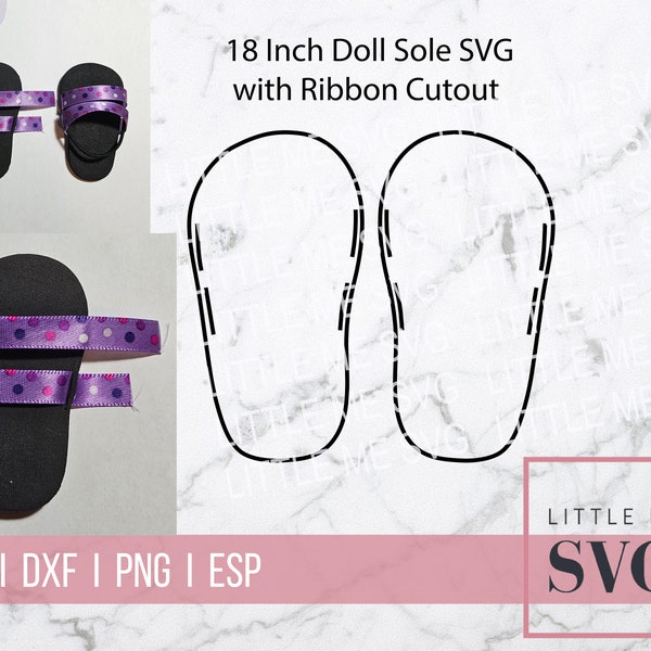 SVG for 18 inch dolls RIBBON shoe soles, DIY cut template, cut on Silhoutte or Cricut, svg cutting file for cricut create unique doll sandal