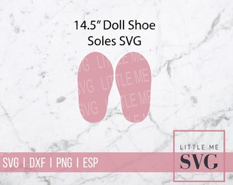 Suela de zapato SVG para adaptarse a zapatos de muñeca de 14,5 pulgadas, plantilla de corte DIY, corte en Silhoutte o Cricut, archivo de corte svg para calzado de muñeca de 14,4"