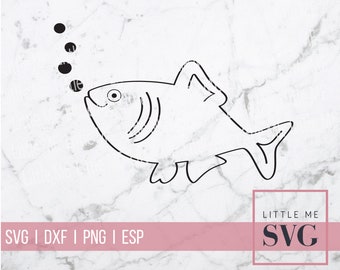 Pescado svg con burbujas, cortar archivos para cricut & silueta descarga instantánea, crear tazas, camisas divertidas, páginas de álbumes de recortes y artesanías