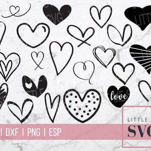 Hand drawn hearts svg, heart bundle, instant download cut files, Handdrawn Clipart Heart Cut File - Heart SVG Bundle