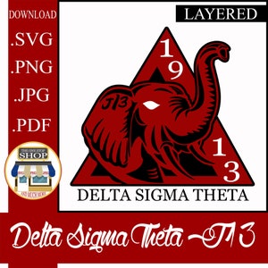 Delta Sigma Theta Sorority Incorporated Gründertag J13 (einfache Verwendung LAYERED) CutFile SVG PNG jpg pdf Cricut Silhouette Sublimation kompatibel
