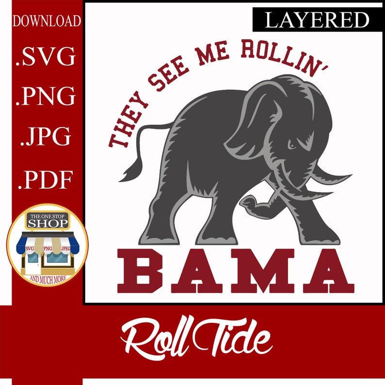 Download Alabama Football Roll Tide Cricut Silhouette Perfect For Cups Shirts Bags Sublimation Etc Png Cut File Layered Svg Jpg Pdf Clip Art Art Collectibles