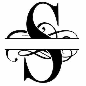 Carta S Stencil, SVG, PNG, JPEG Letras de Acento, Uso para signos de bienvenida, calcomanías, Monogramas de boda Etc. Compatible con Cricut