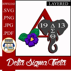 Delta Sigma Theta Sorority Incorporated Founders Day J13 (makkelijk te gebruiken GELAAGD) CutFile SVG PNG jpg pdf Cricut silhouet sublimatie compatibel