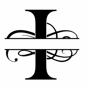 May include: Black and white split monogram initial letter I with decorative flourishes.  .SVG .PNG .JPEG DOWNLOAD.